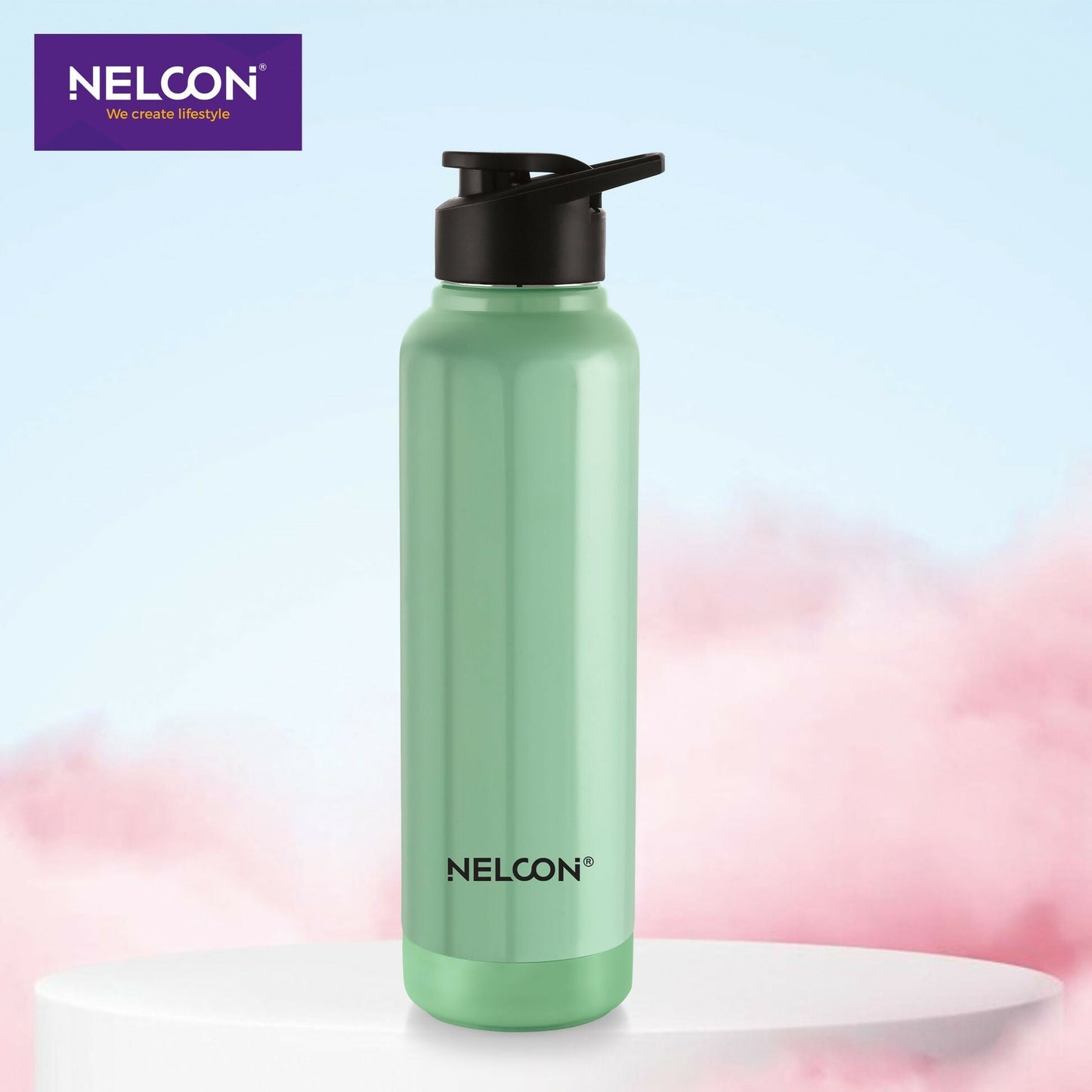 Nelcon Aura Neo Steel-X Water Bottle 900ml – Lightweight Stainless Steel Inner Bottle HalfPe - FW -TPT