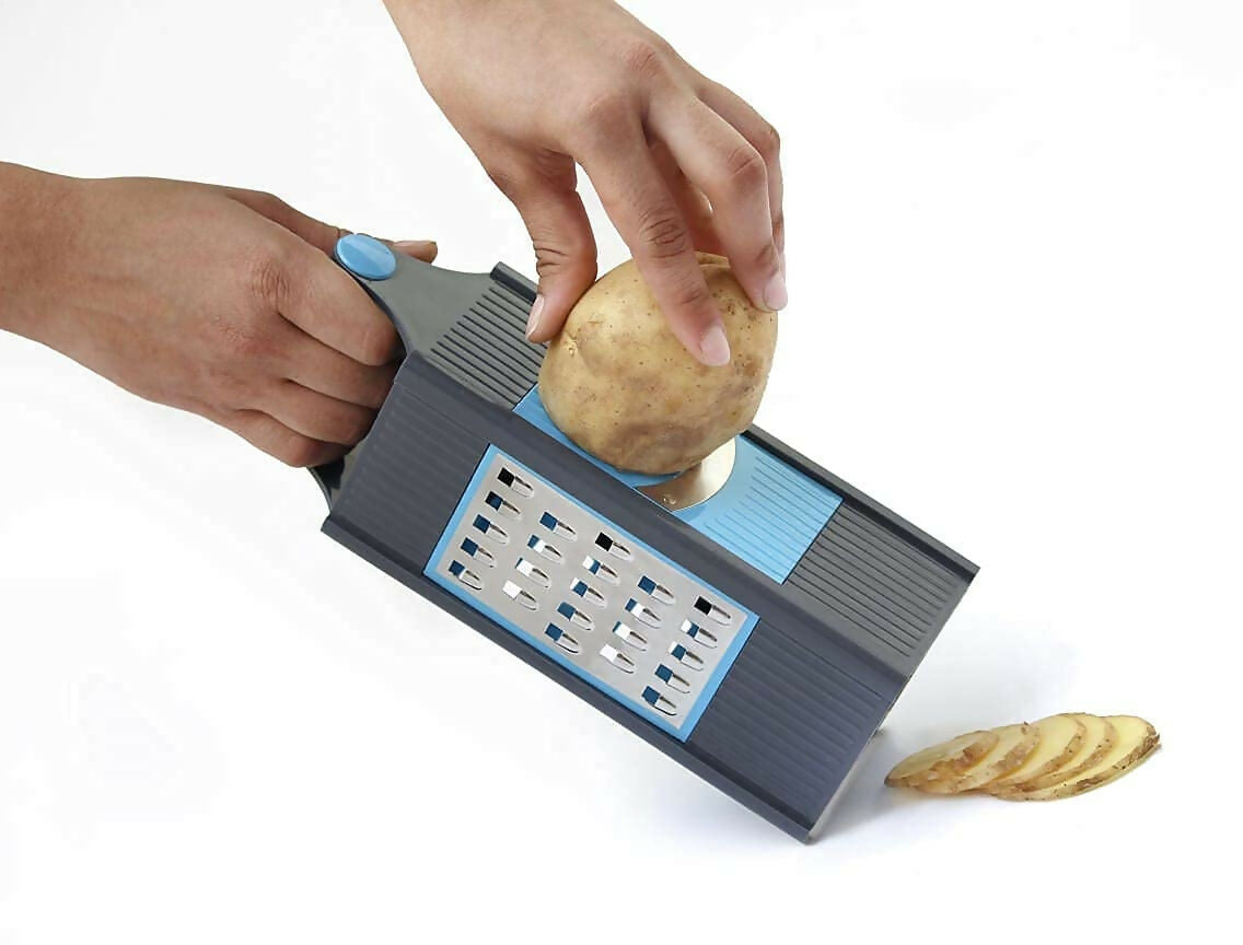 Bright 4-in-1 Slicer & Grater – Multi-Purpose Vegetable Cutter with Stainless Steel Blades & Easy Grip Handle