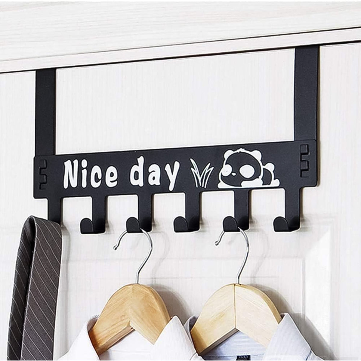 Heavy-duty Carbon Steel Door Hook Hanger Rack (2 Pc / 6 Hook / Black) HP DD