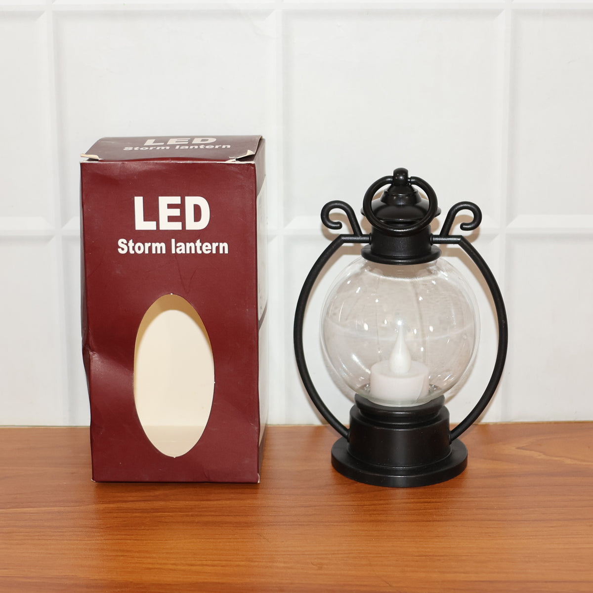LED Storm Lantern Decorative Light – Vintage Style Round Globe LED Candle Lamp with Warm Flickering Flame Effect for Home Decor(1 Pc)