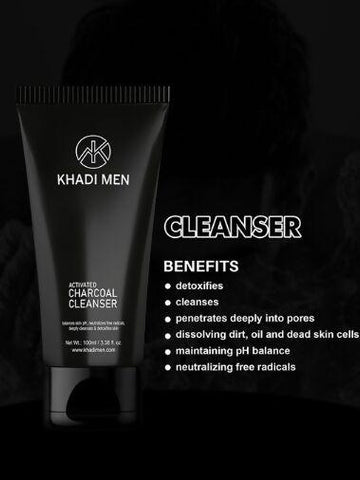 Khadi Men Activated Charcoal Cleanser Deeply Clean - HalfPe