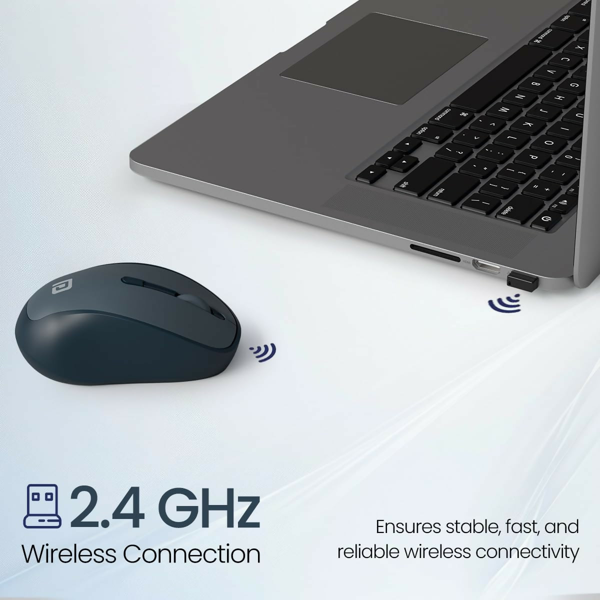 Portronics Toad 34 Wireless Mouse with 2.4 GHz Wireless, Adjustable Sensitivity, USB Receiver, Ergonomic Design, for Laptops, Desktops PC, Mac (Black)