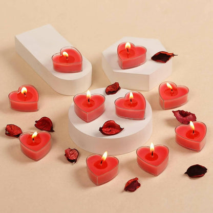 PROSPERRO LUMO by Parkash Candles Scented Heart Shaped Tealights for Home Decor Set of 10 (RED - Rose), SCENTED WAX Tealight - HalfPe