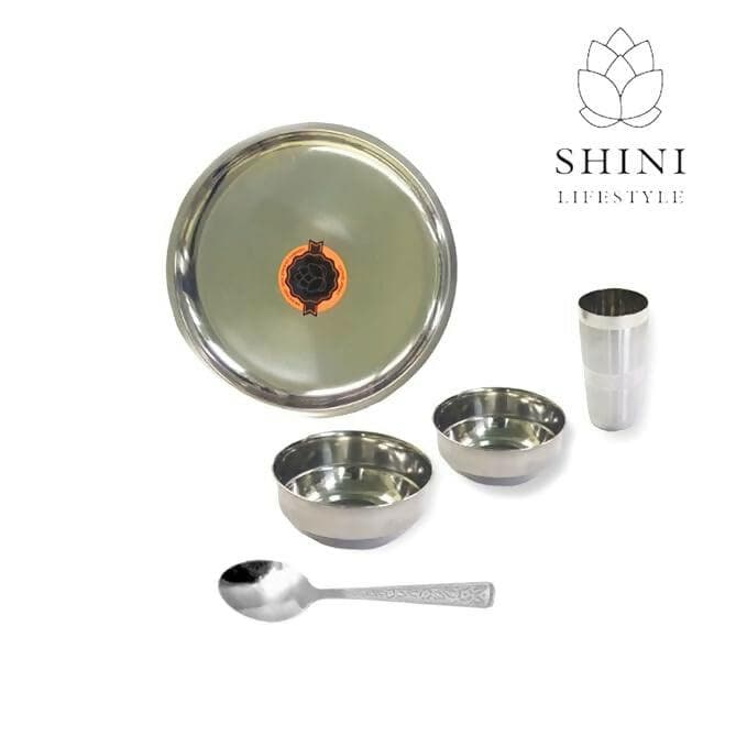 SHINI LIFESTYLE Stainless Steel Dinner Set of 5Pc|Kitchen Set for Home | Heavy Gauge (pack of 10) - HalfPe