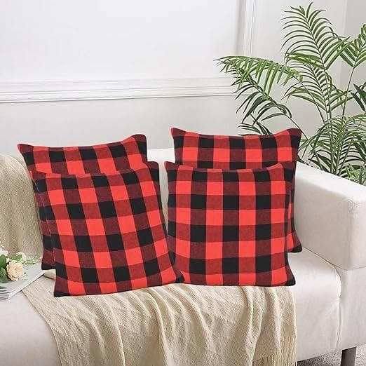 Lushomes Square Cushion Cover, Cotton Sofa Pillow Cover Set of 4, 18x18 Inch, Pillow Cushions Covers (Pack of 4, 45x45cm, Multi-color) - HalfPe