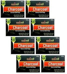 SUBAXO Charcoal Bath Soap Deep Cleanse & Anti-Pollution (8x100g,Pack Of 8) - HalfPe