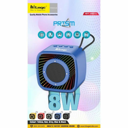 Hitage Prism 8W Bluetooth 5.1 Portable Speaker | TWS Stereo Pairing, FM Radio, USB/TF Playback