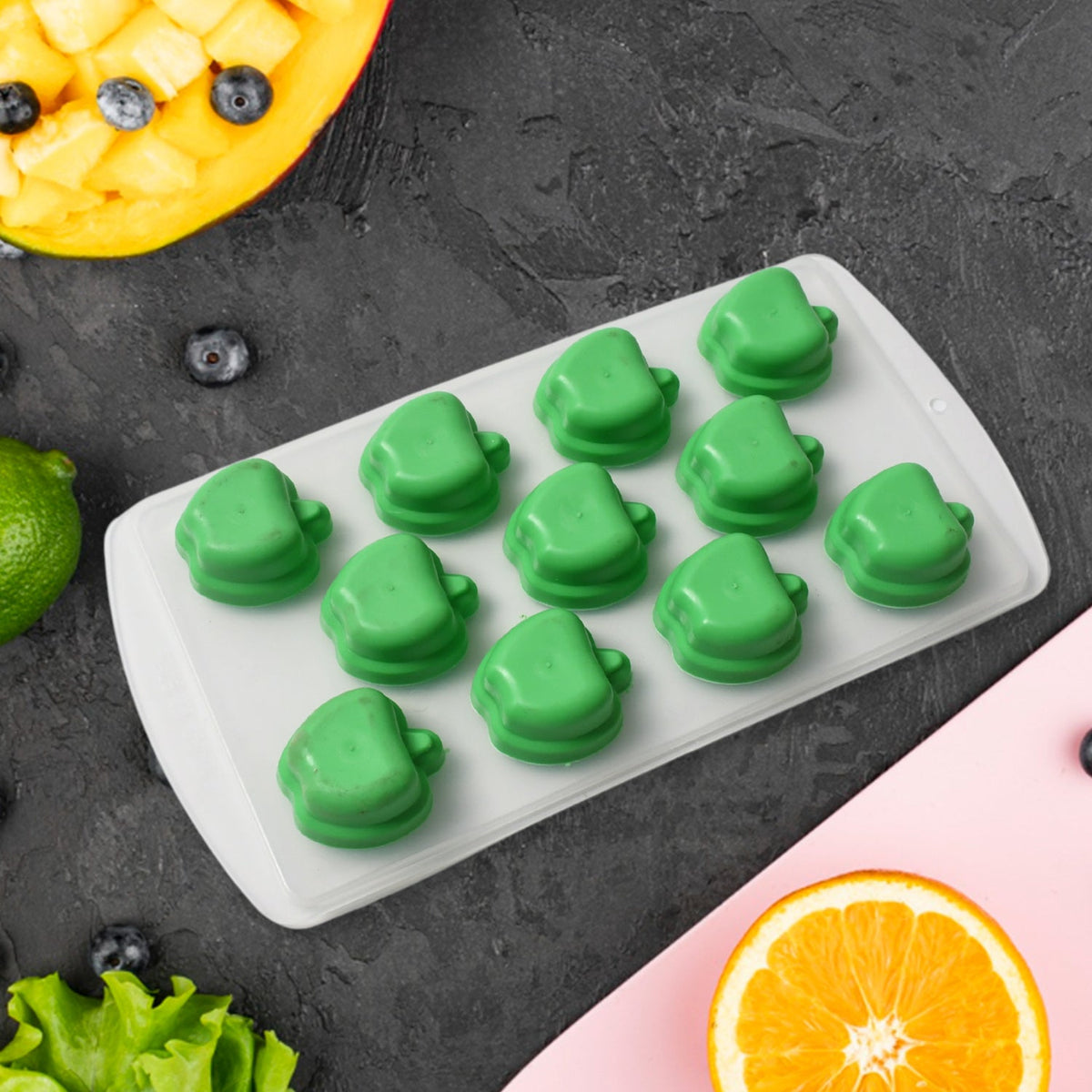 Silicone Mold Ice Cube Tray Creative Sweet Multi Type Ice Tray Buckets Ice Cube Trays Multi Fruit Shape Ice Tray (1 Pc) HP DD
