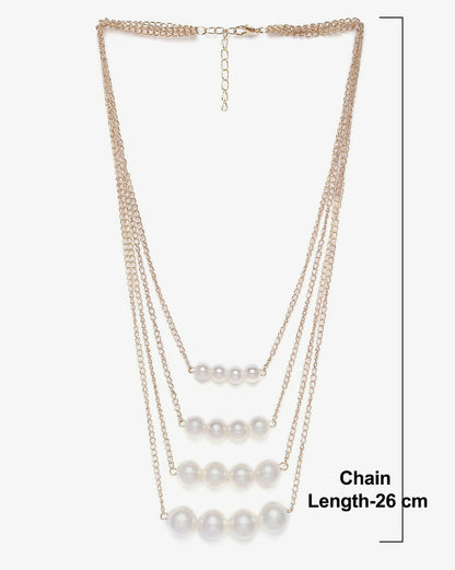 Golden Glamour & Pearls: 5 Layer Zeus Chain Necklace Set of 2