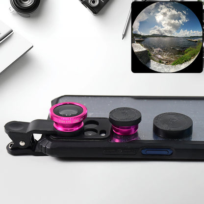 Universal Clip-On Mobile Camera Lens Set with Wide Angle, Macro & Fisheye Photography Kit with Lens Covers & Carry Pouch for Smartphones and Tablets (1 Set)