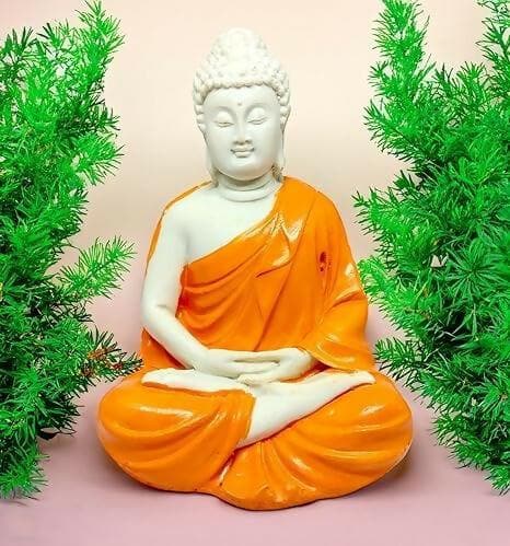 Meditation Buddha Orange Preminum Rare Handcrafted - HalfPe