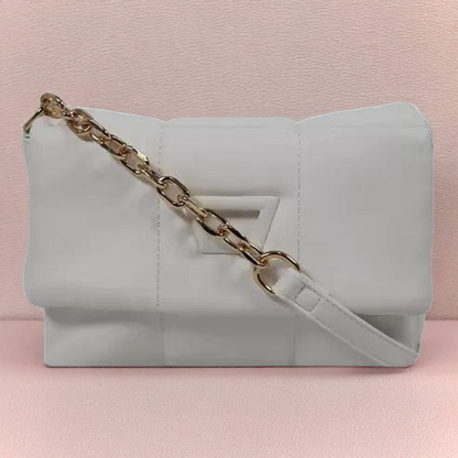 Luxe Quilted Chain Shoulder Bag (White)