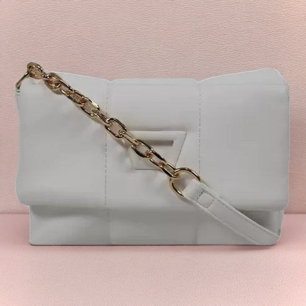 Luxe Quilted Chain Shoulder Bag (White)