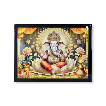 Divine Lord Ganesha Wall Painting With Wooden Frame Mix Design 60x45 Cm Approx (1 Pc)