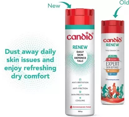Candid Renew Daily Calamine Talcum Powder | Dermatologically Tested (100g)