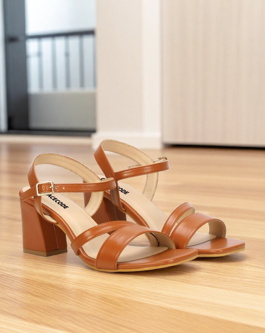 GRACECODE Women's Open-Toe Chunky-Heeled Sandals