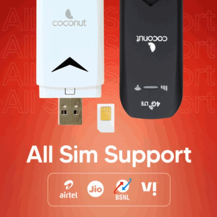 4G Dongle - Dual Band, All SIM Support Connect upto 10 devices Internet anytime (Black) - HalfPe