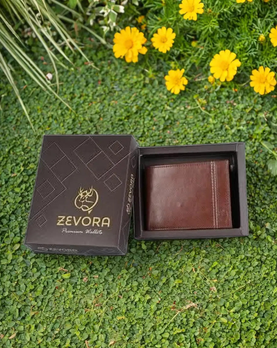 ZEVORA Men Casual Brown Artificial Leather Wallet AVENUE OVERSEAS