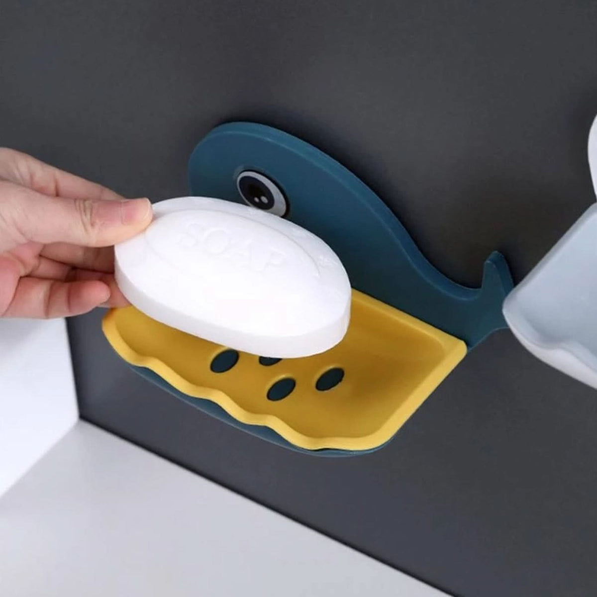 Fish-Shaped Double Layer Soap Holder with Wall-Mounted, Waterproof & Adhesive Rack for Bathroom/Kitchen HP DD