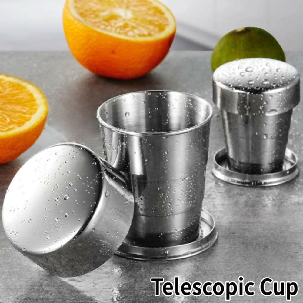 Telescopic Keychain Metal Folding Glass for Camping Hiking Drinking Mug Travel Expandable Shot Glass - HalfPe