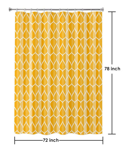 Lushomes Bathroom Shower Curtain with 12 Hooks and 12 Eyelets, Printed Weave Designer Bathtub Curtain, Non-PVC, Water-repellent bathroom Accessories, Yellow, 6 Ft H x 6.5 FT W (72x80 Inch, Single Pc) - HalfPe