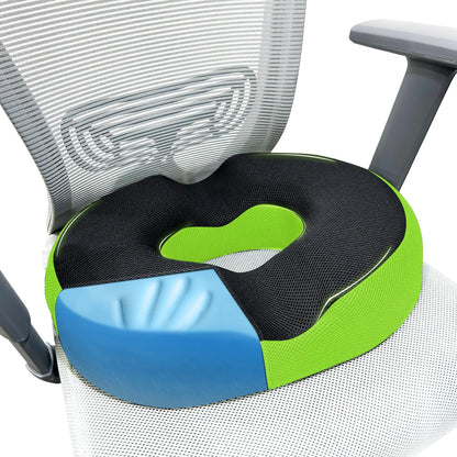 Sleepsia Donut Pillow for Tailbone Pain | Coccyx Seat Cushion for Chair- Car Seat Cushion (Green/Black,Gel Memory Foam)