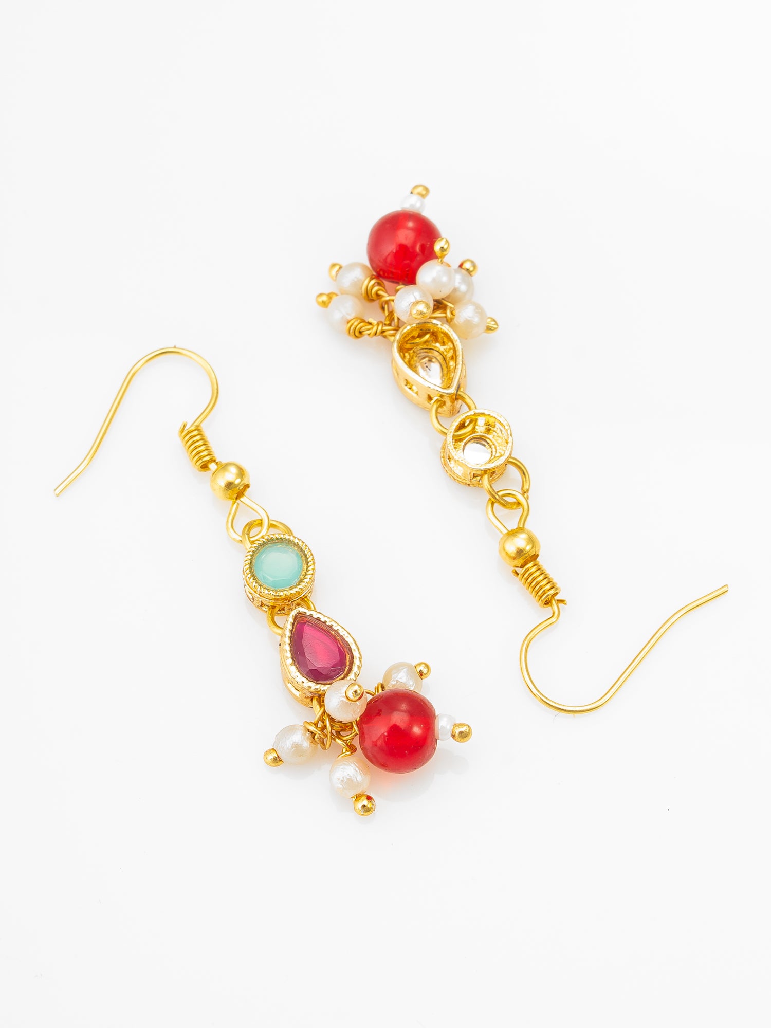 Gold-Plated Red Beaded Kundan Choker Necklace Set for Women & Girls – View 3 | Aadita Jewelry