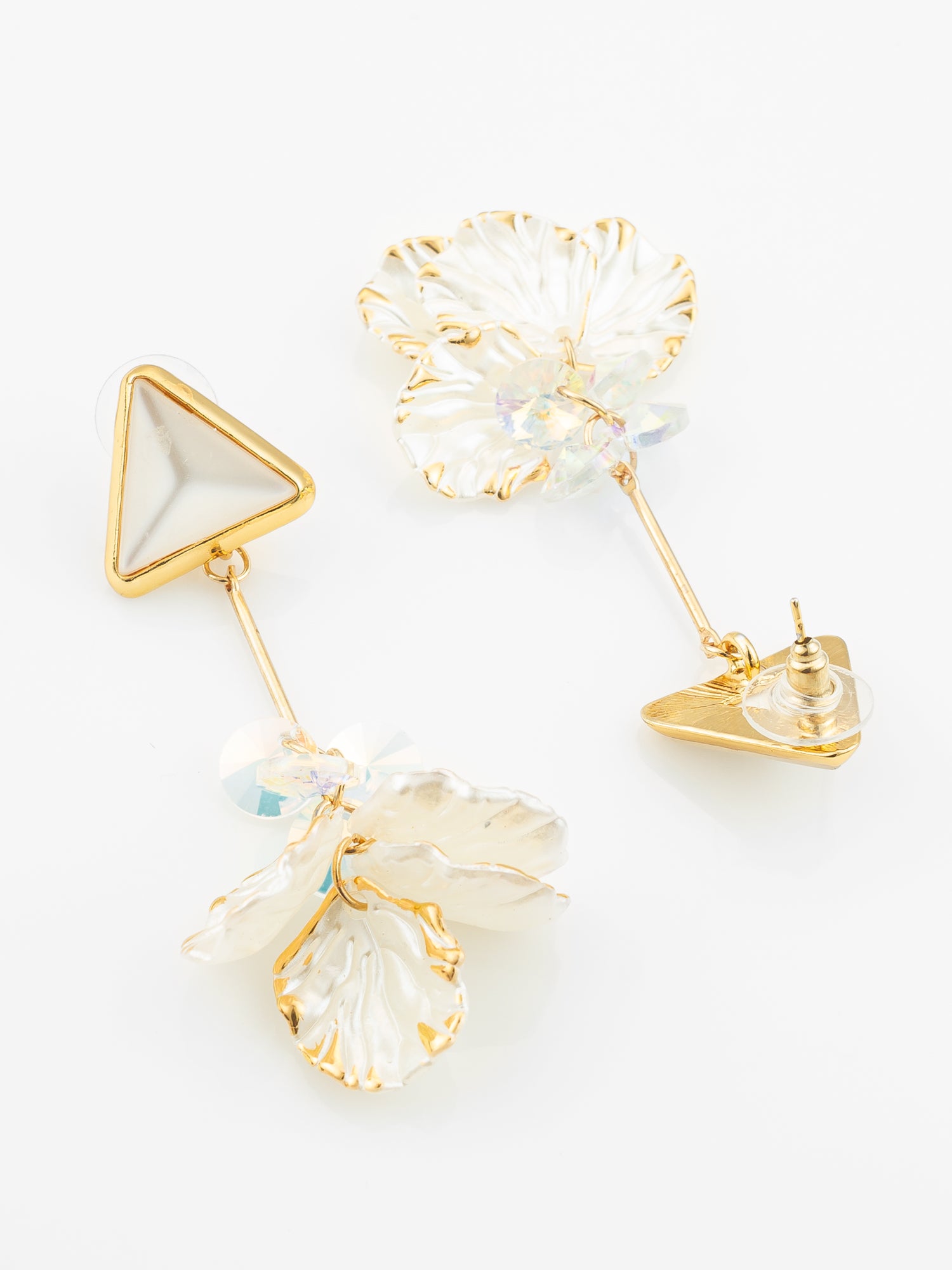 Triangle Stud Leaf Drop Earrings – View 3 | Aadita Jewelry