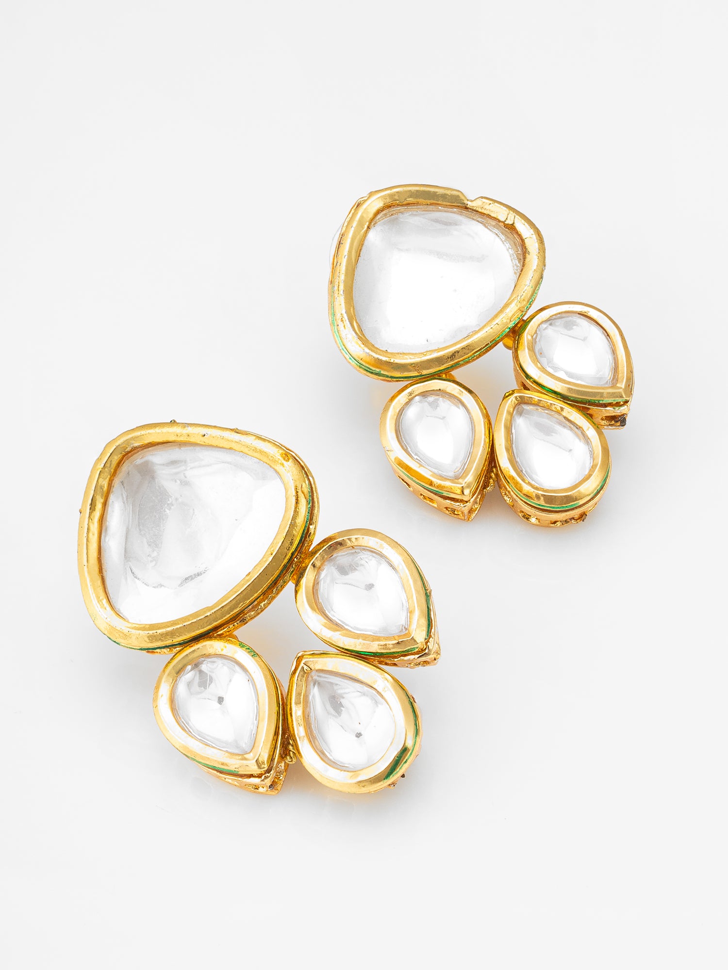 Gold Plated Kundan Stud Earrings | Aadita Jewelry