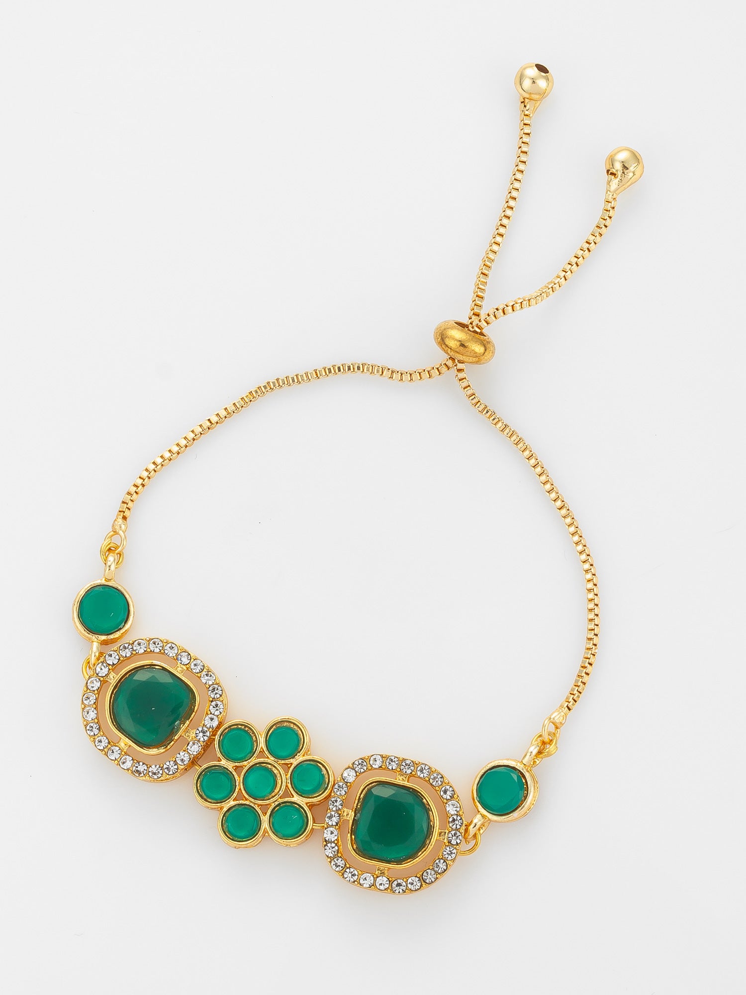 Emerald Green Floral Adjustable Bracelet – View 2 | Aadita Jewelry