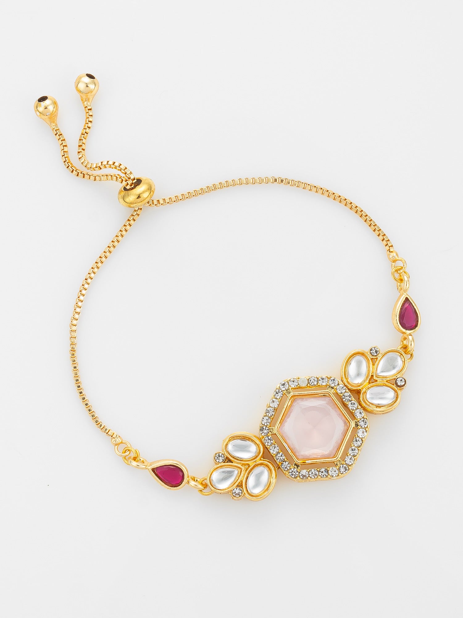 Geometric Rose Stone and Kundan Bracelet – View 2 | Aadita Jewelry