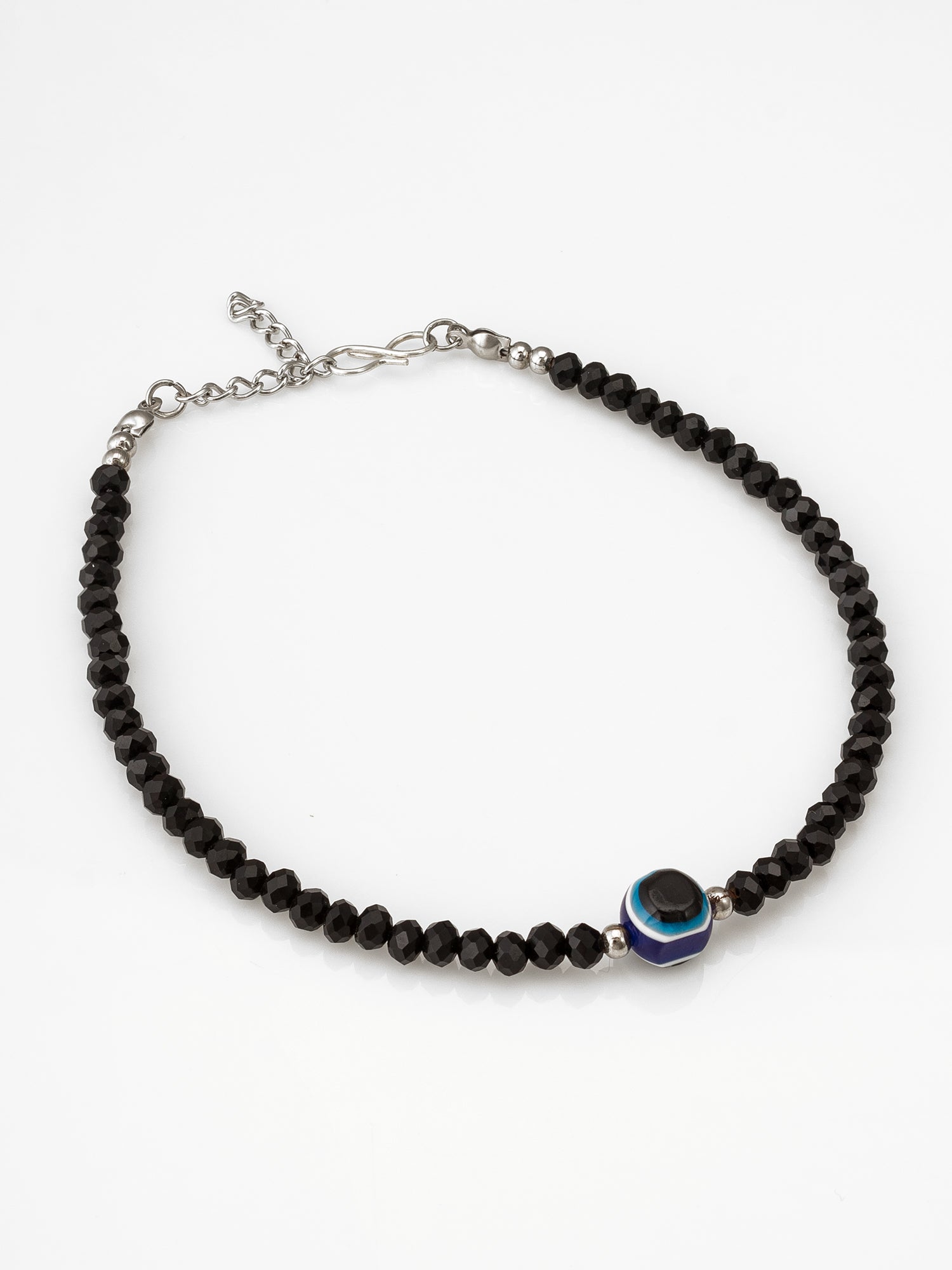 Black Faceted Crystal Bead Anklet | Aadita Jewelry