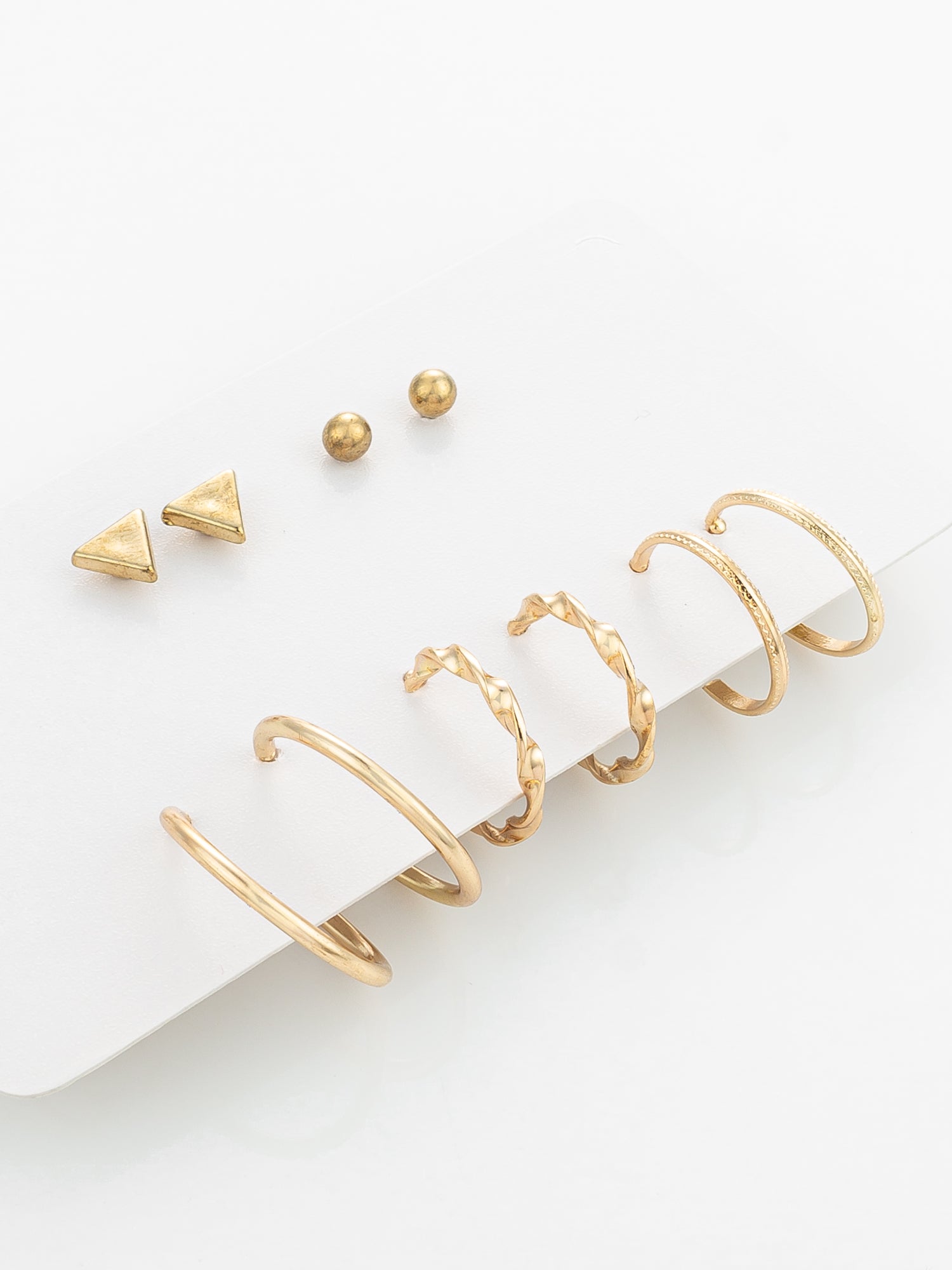 Aadita Gold Plated Geometric Stud and Hoop Earring Set | Aadita Jewelry