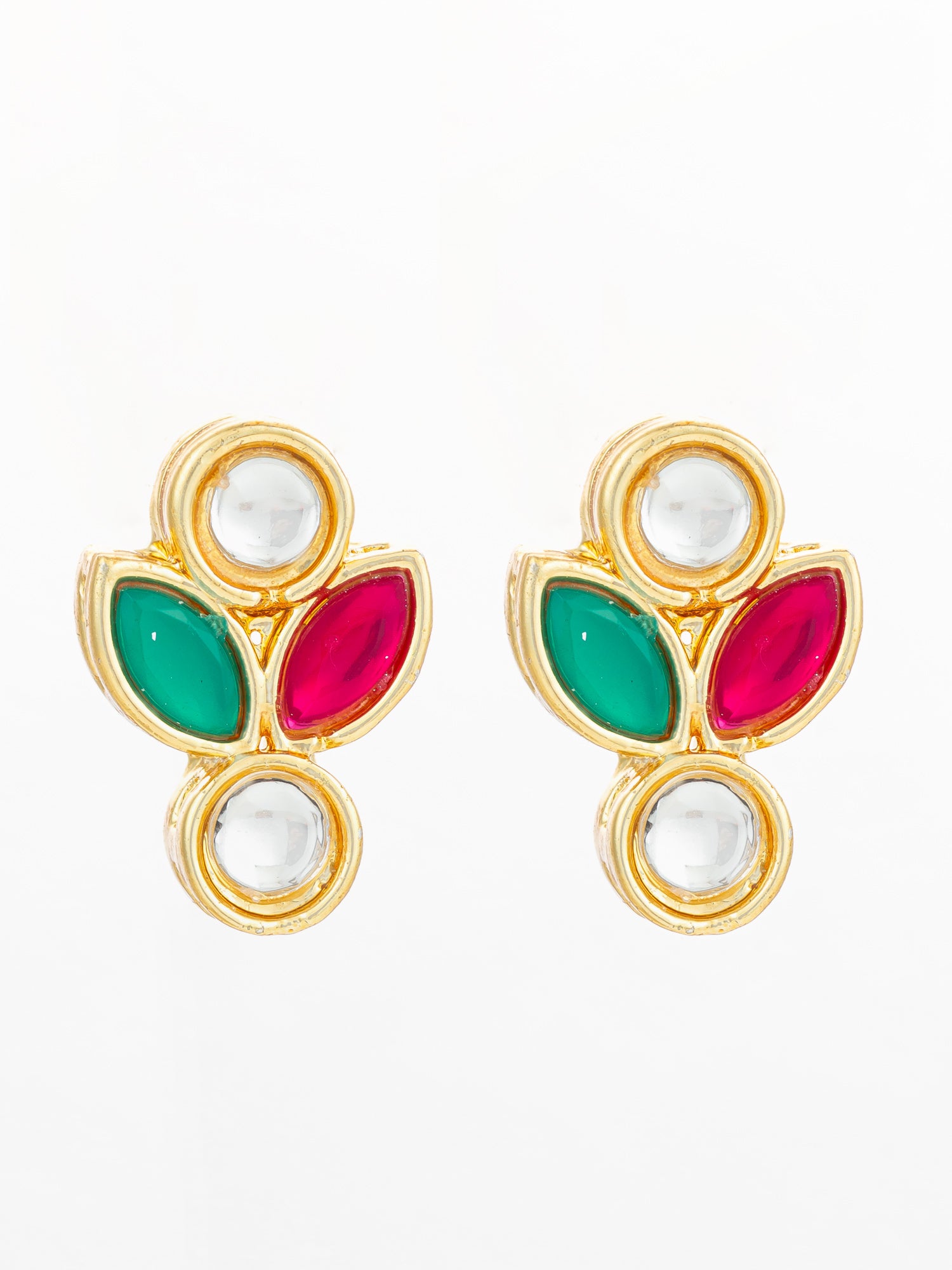 Traditional Multicolor Kundan Stud Earrings | Aadita Jewelry