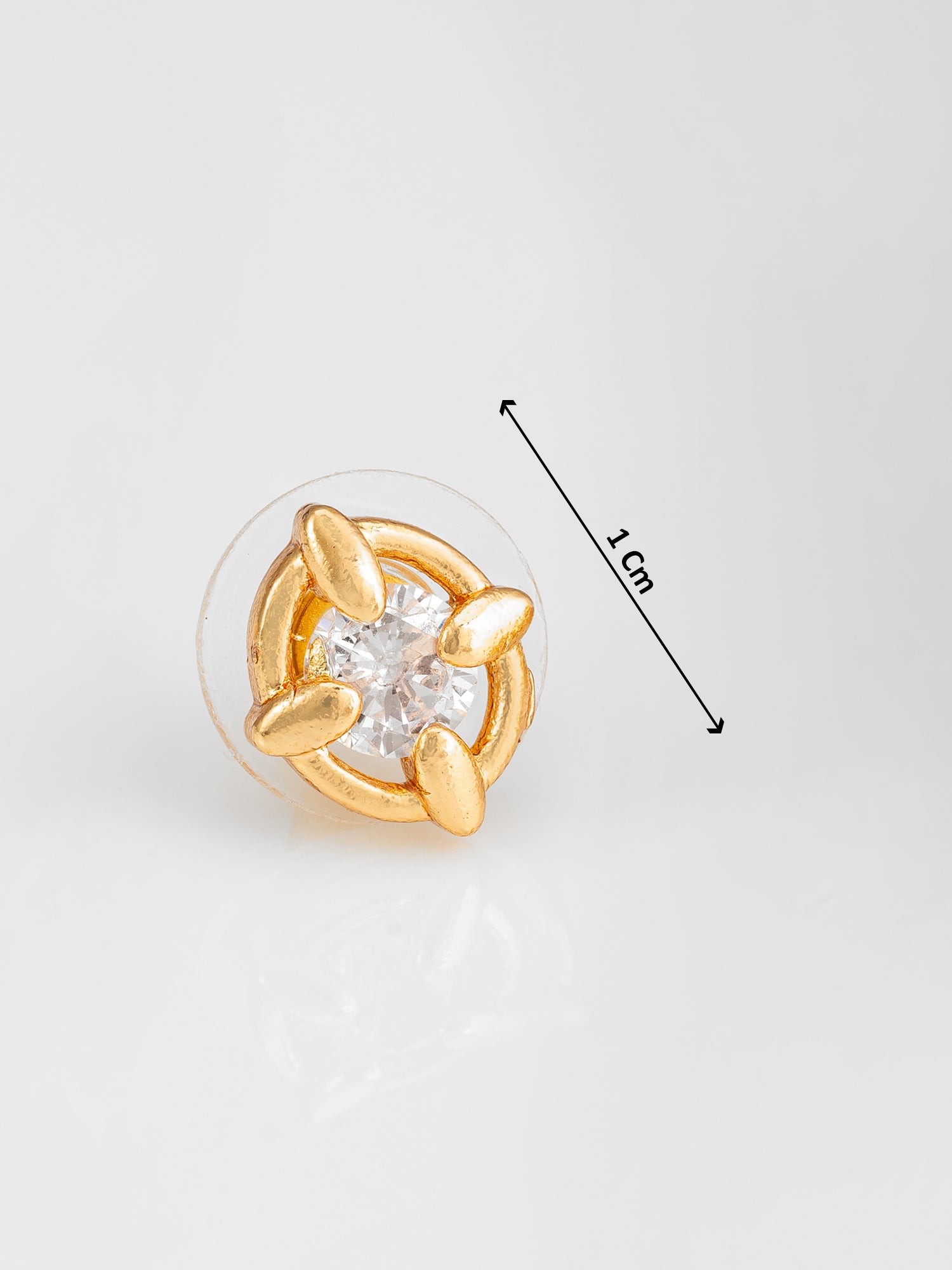 Gold-Plated Circular Swirl Stud Earrings with AD Stone – View 3 | Aadita Jewelry