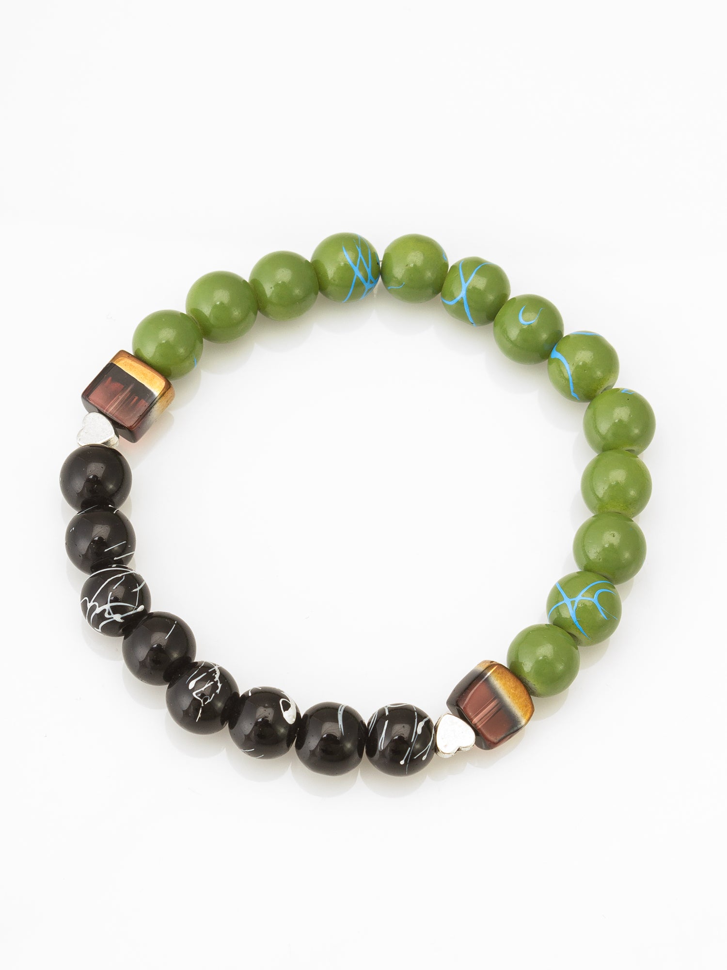 Dual Tone Green & Black Beaded Bracelet – View 2 | Aadita Jewelry