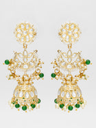 Traditional Kundan Green Bead Pearl Jhumka Earrings | Aadita Jewelry