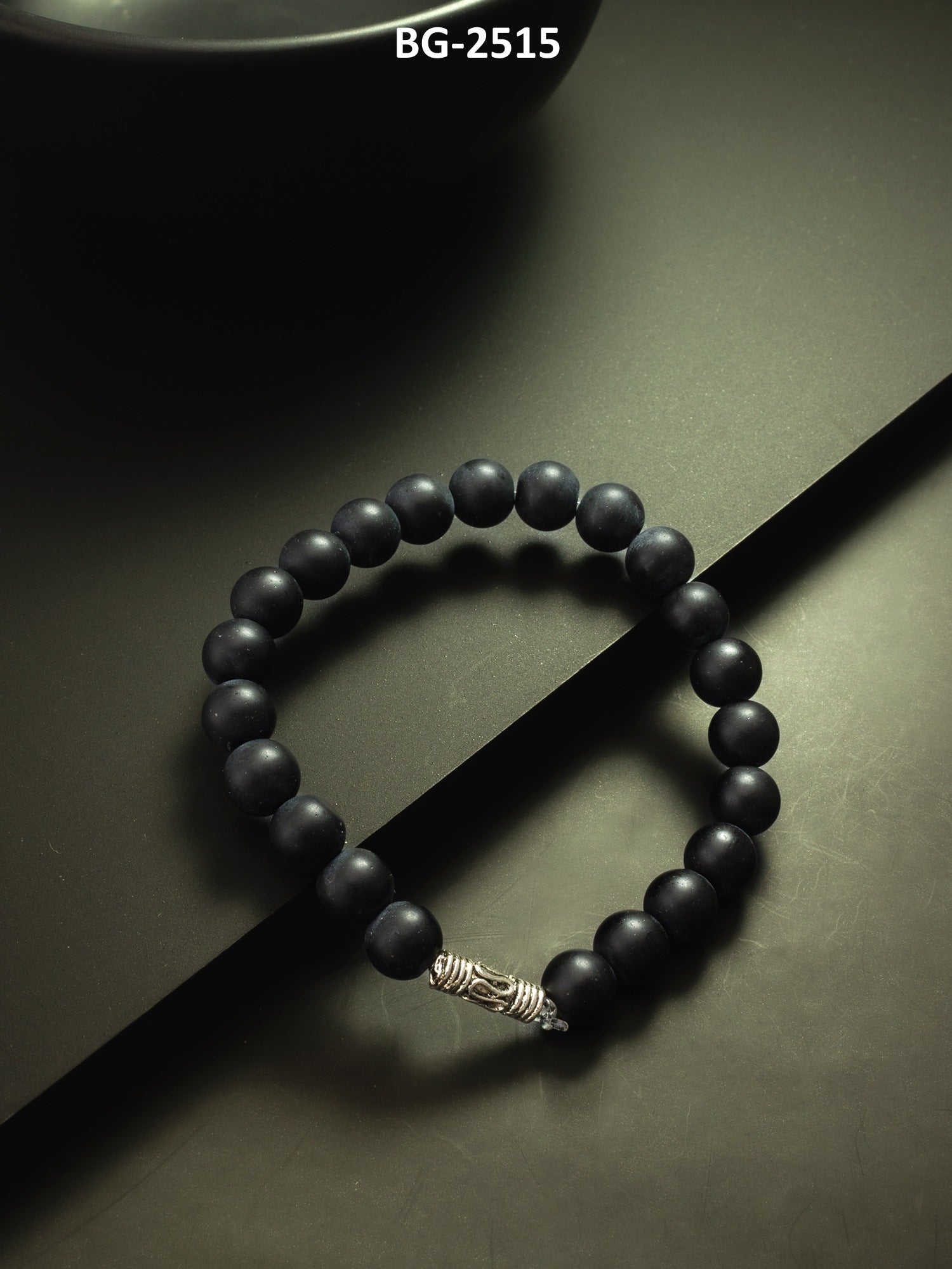 Classic Matte Black Beaded Bracelet – View 4 | Aadita Jewelry