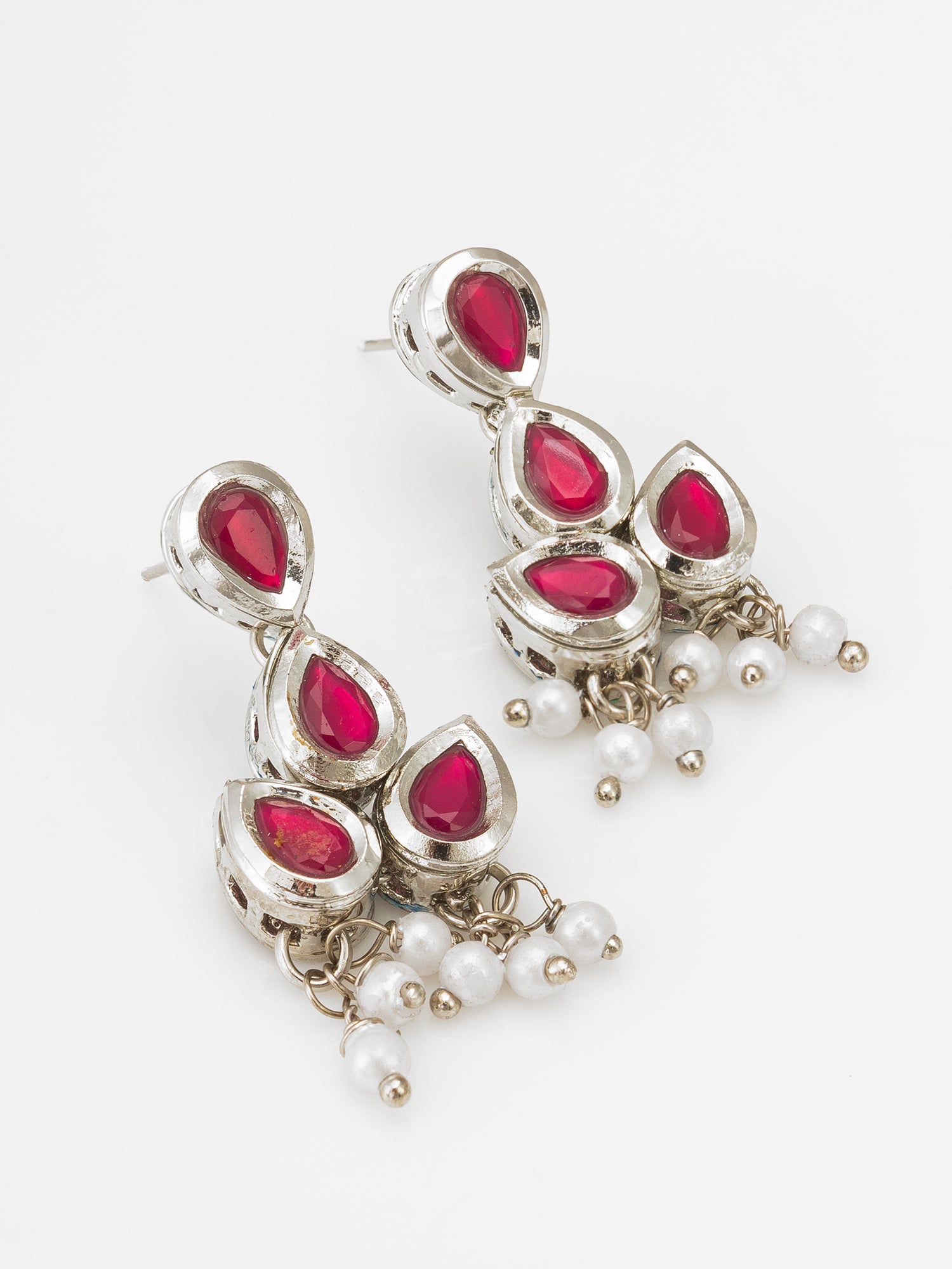 Silver Plated drop Earrings with Pearl Bunches | Aadita Jewelry