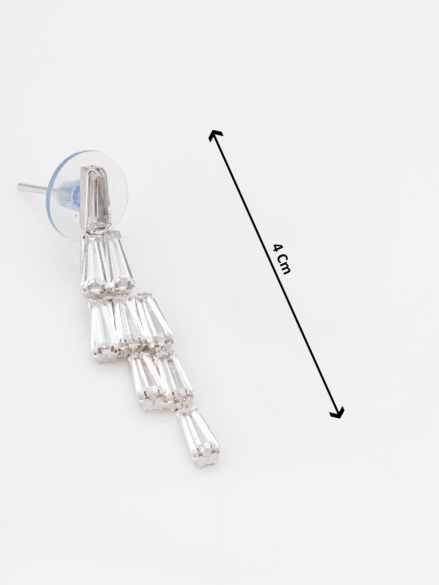 Layered Baguette Drop AD Necklace Set With Earrings – View 5 | Aadita Jewelry