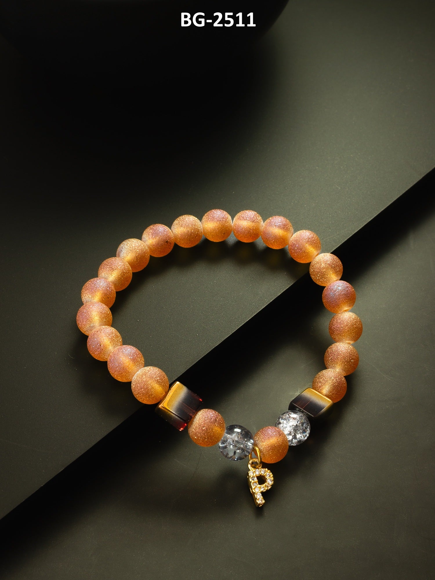 Sparkle Orange Beaded Bracelet with Accent Beads – View 4 | Aadita Jewelry