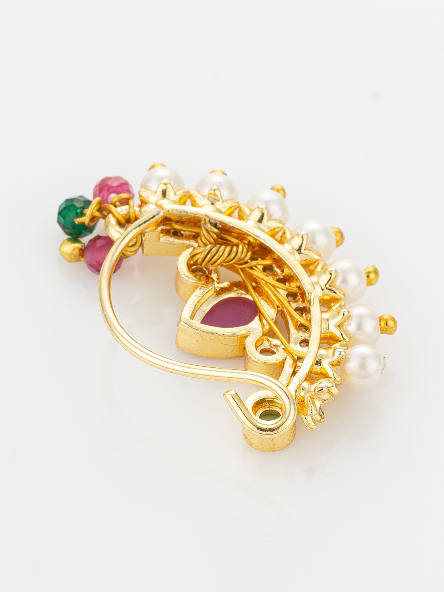Traditional Pearl and Stone Studded Nath – View 3 | Aadita Jewelry