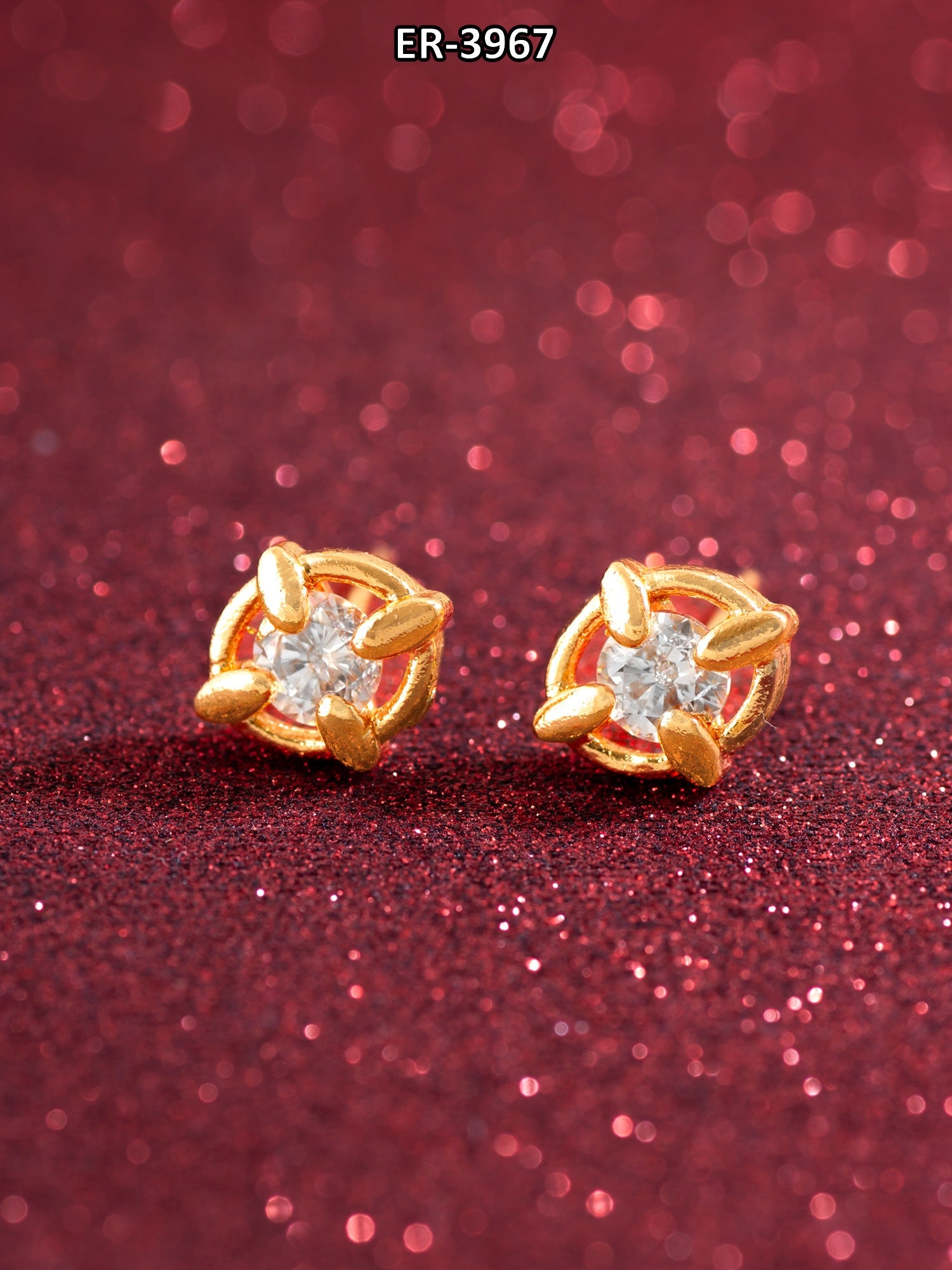 Gold-Plated Circular Swirl Stud Earrings with AD Stone – View 5 | Aadita Jewelry