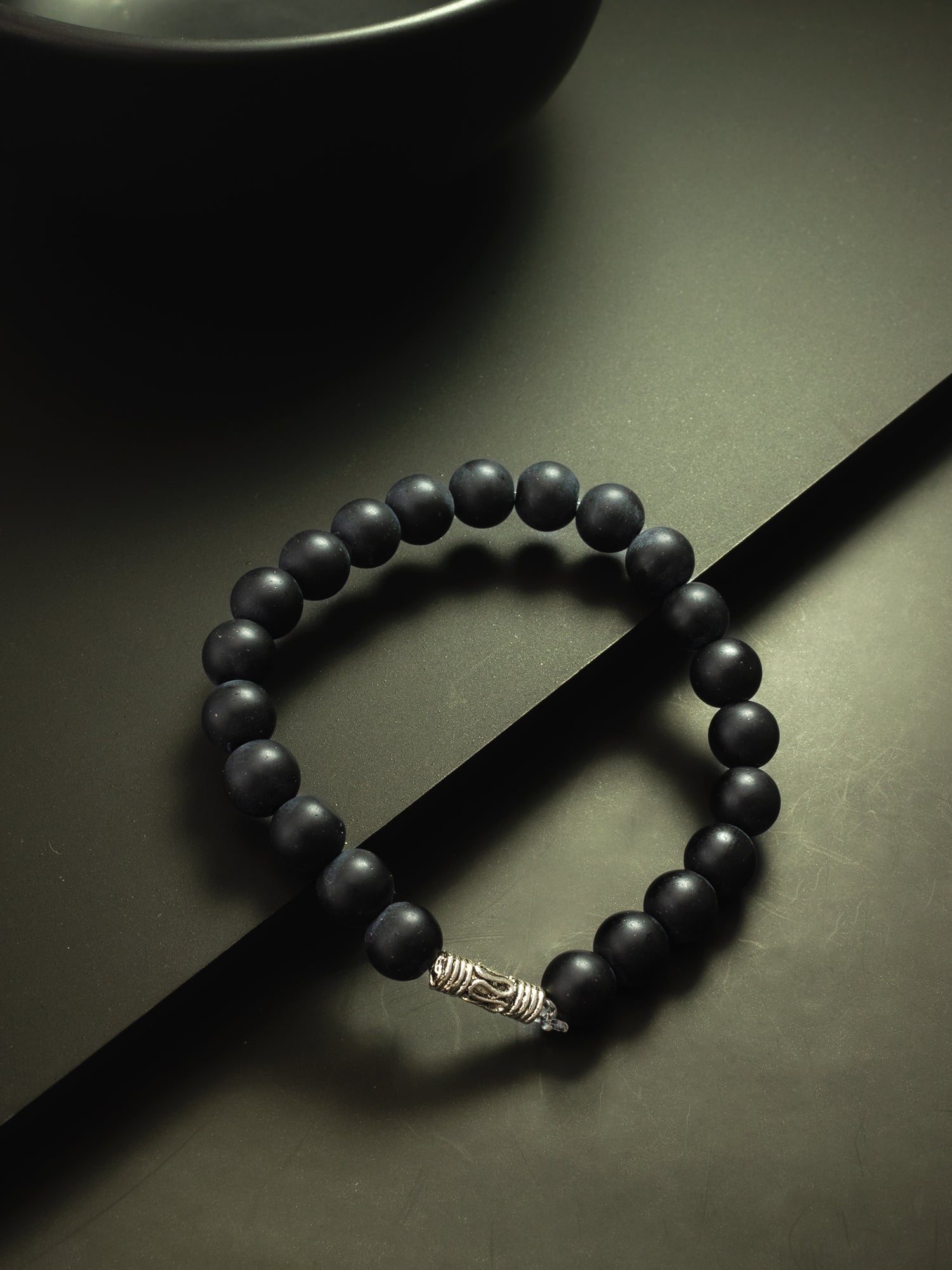 Classic Matte Black Beaded Bracelet – View 3 | Aadita Jewelry