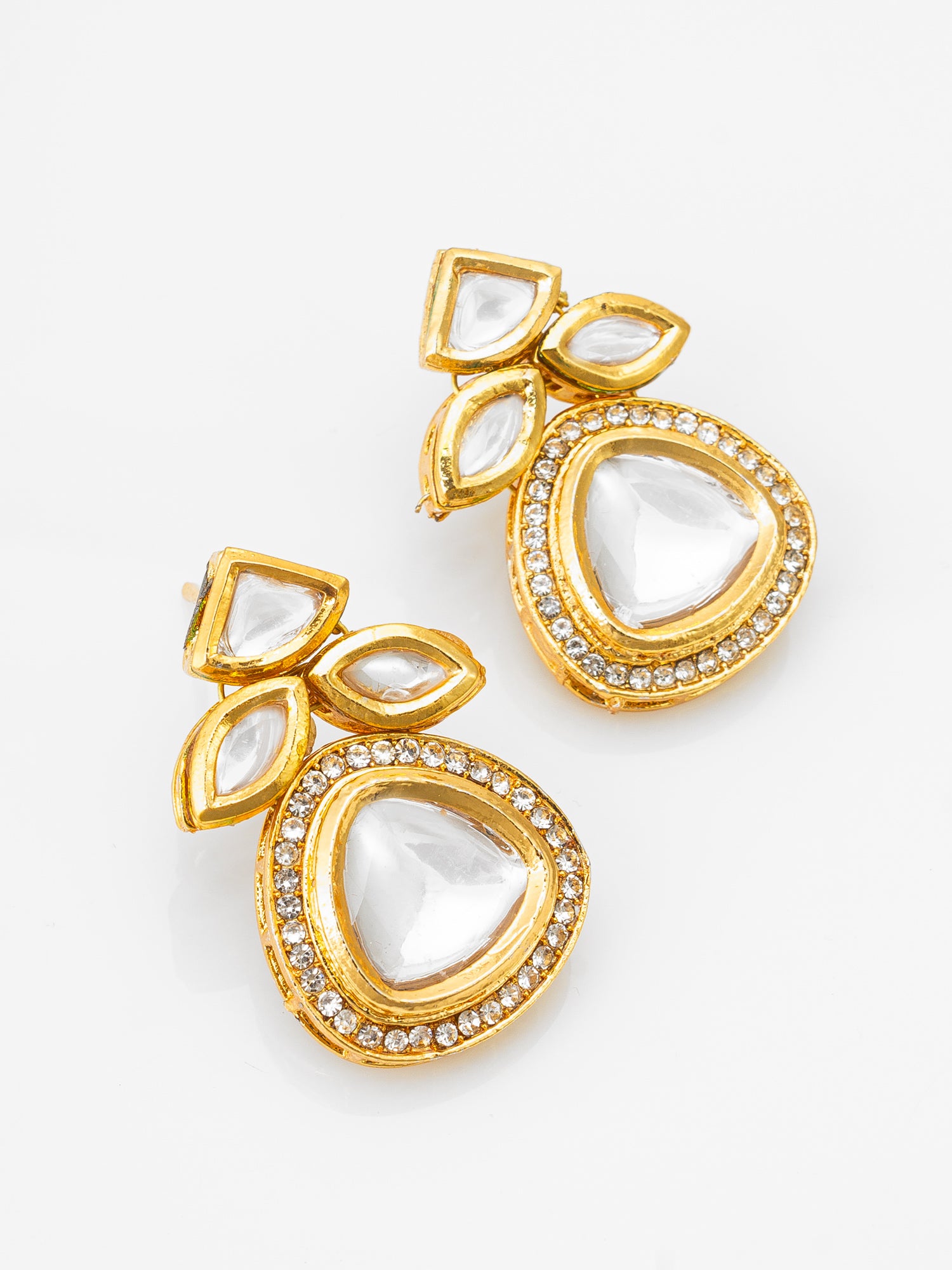 Gold-Plated Stone Cluster Drop Earrings | Aadita Jewelry