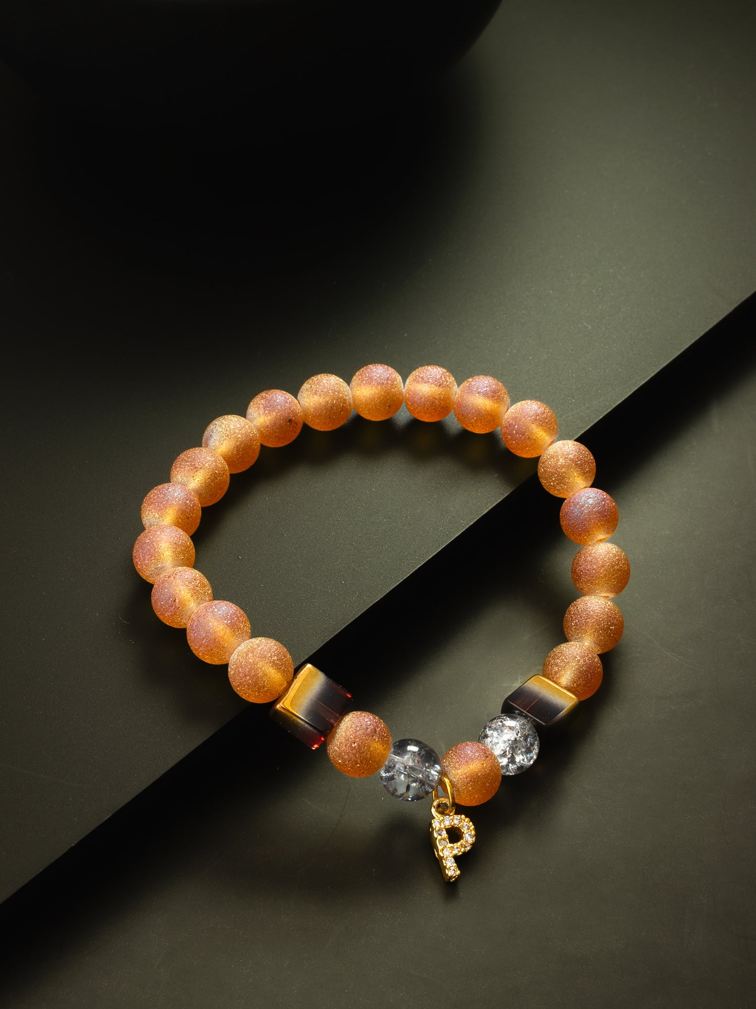 Sparkle Orange Beaded Bracelet with Accent Beads – View 3 | Aadita Jewelry