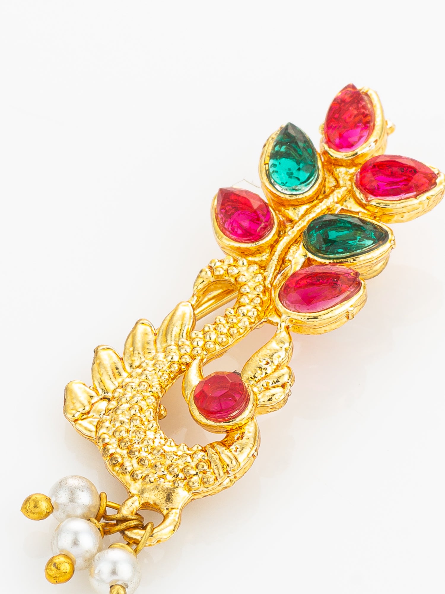 Gold Plated Peacock Motif Nathni – View 4 | Aadita Jewelry