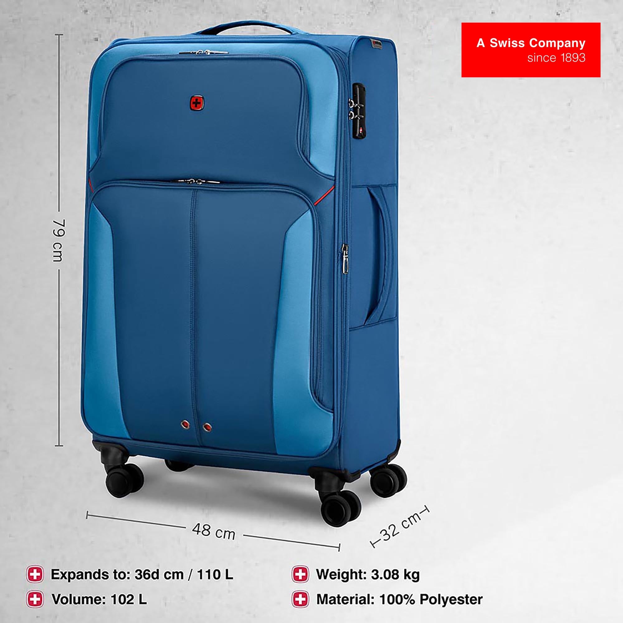 Wenger Castic Pro Check-in Suitcase - Large - Blue - Image 3