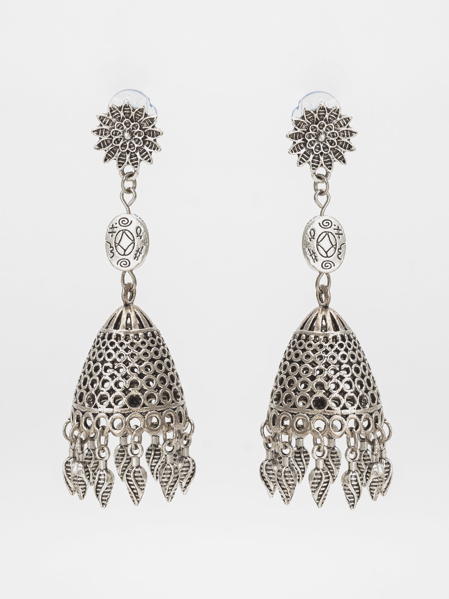Oxidized Silver Jhumka Earrings | Aadita Jewelry
