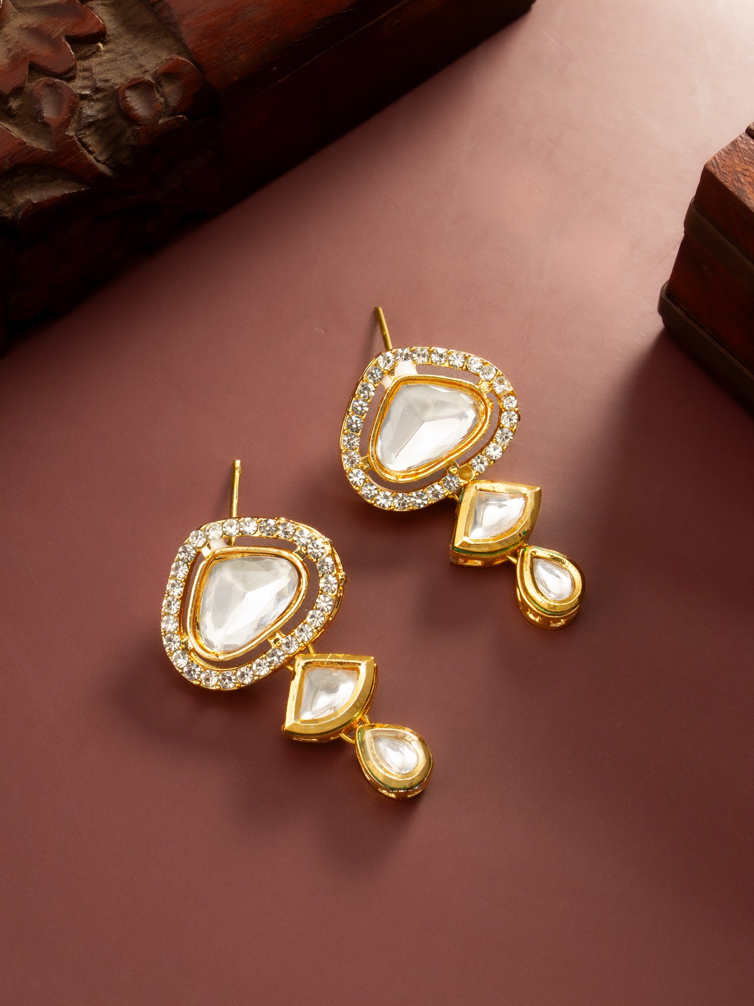 Tiered Kundan Articulated Earrings – View 5 | Aadita Jewelry